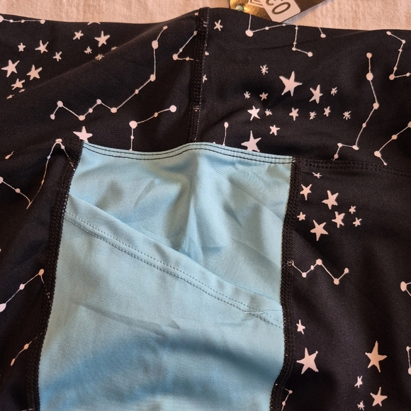LuLaRoe Rise Brave line women's size 3X leggings black teal & white stars NWT - Picture 8 of 9